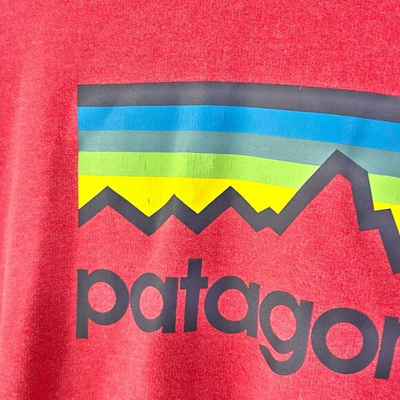 Patagonia Men’s M Uprisal Graphic Pullover Hoodie Sweatshirt Red Organic Cotton - Picture 13 of 16